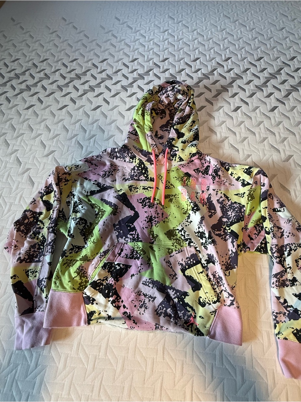 Nike Air Jordan Abstract Splash Hoodie in Neon Green, Pink and Black